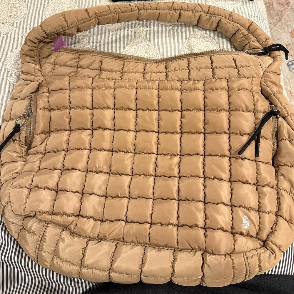Free People quilted puffer bag- Camel color